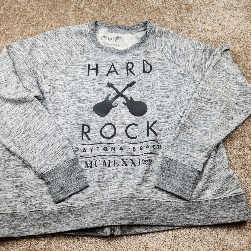 Hard Rock Daytona Beach Sweatshirt XXL Grey Space Dye Back Zip Pullover MCMLXXI
